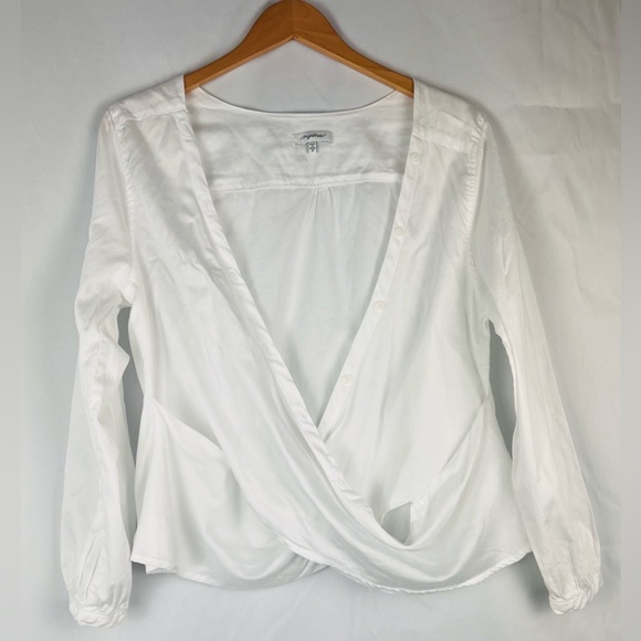 Mystree Cross Front Button Down Blouse - Picture 1 of 5